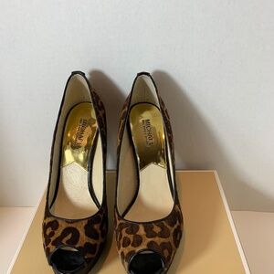 Michael Michael Kors York Platform Calf Hair Peep Toe  Women Stiletto 8.5M